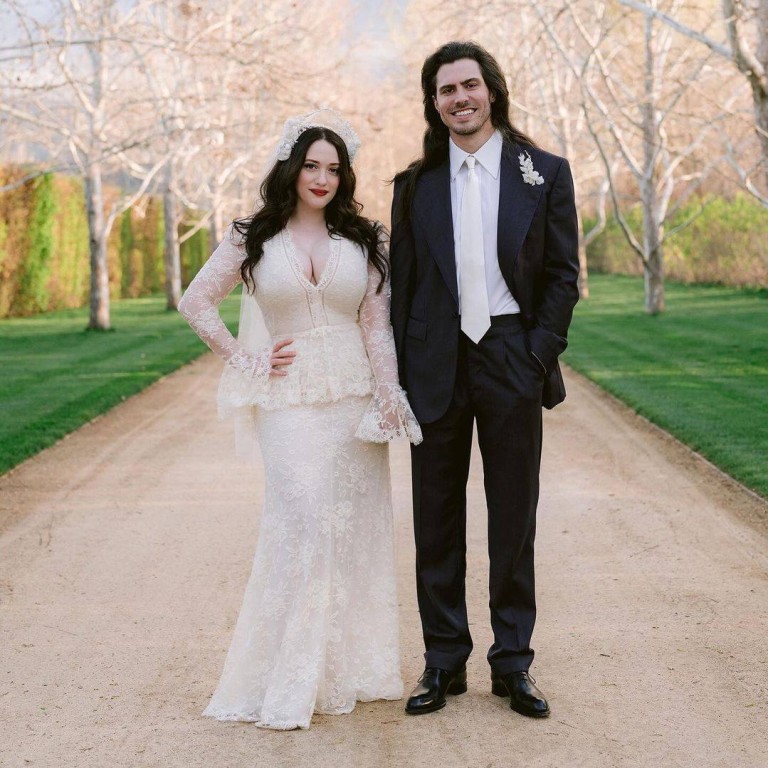 Kat Dennings wore vintage Alexander McQueen for her wedding with musician Andrew W.K. Photo: @katdenningsss/Instagram