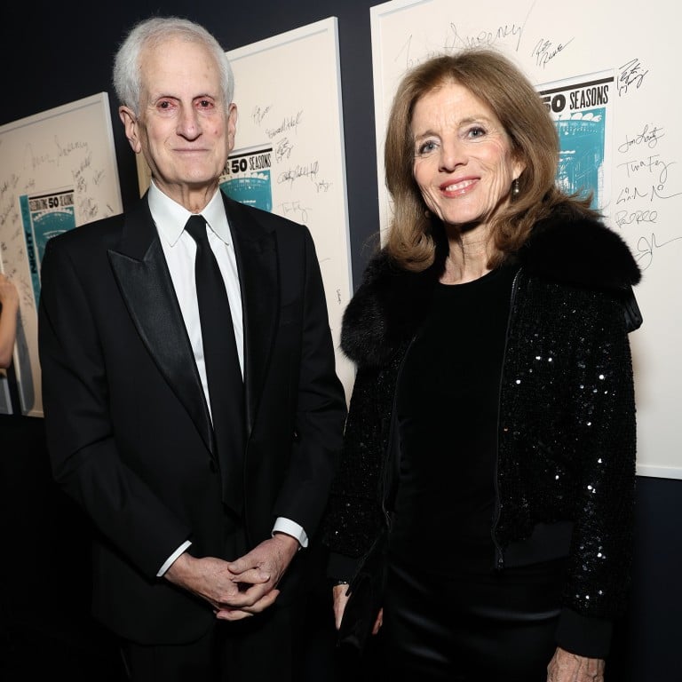 Artist Edwin Schlossberg and his wife Caroline Kennedy made a rare appearance for Saturday Night Live’s 50th anniversary event in New York, on February 16. Photo: NBC via Getty Images