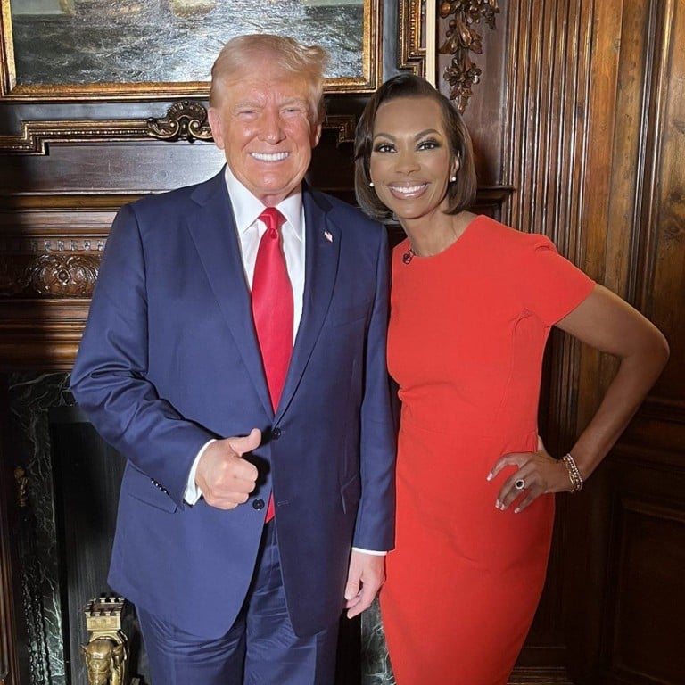 US President Donald Trump and Fox News anchor Harris Faulkner. Photo: @harrisfaulkner/X