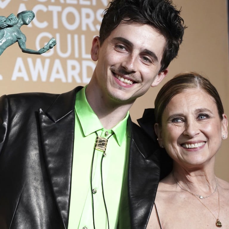Timothée Chalamet and his mum Nicole Flender at the 31st annual Screen Actors Guild Awards on February 23. Photo: Invision/AP