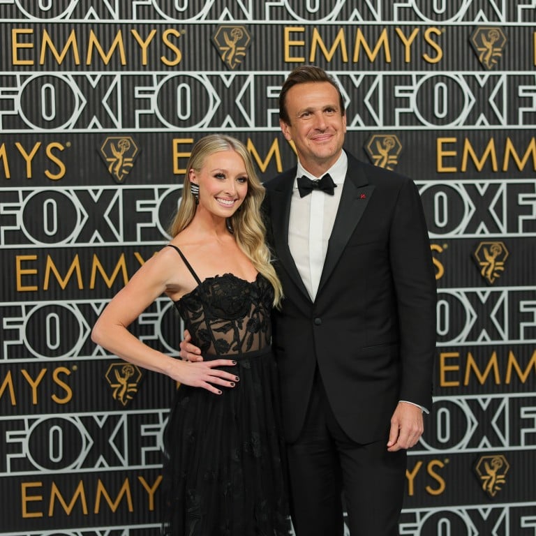 Kayla Radomski and Jason Segel attend the 75th Primetime Emmy Awards in Los Angeles in January last year. Photo: Getty Images