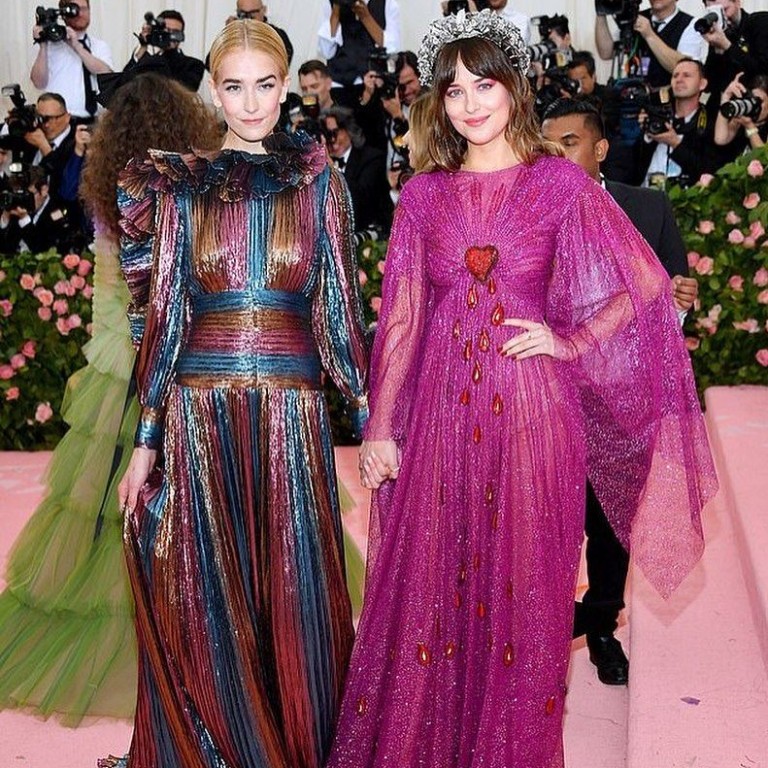 Dakota Johnson (right) with half-sister Grace Johnson, who walked the runway at the Gucci spring/summer 2025 show in Milan. Photo: @athertongracejohnson/Instagram