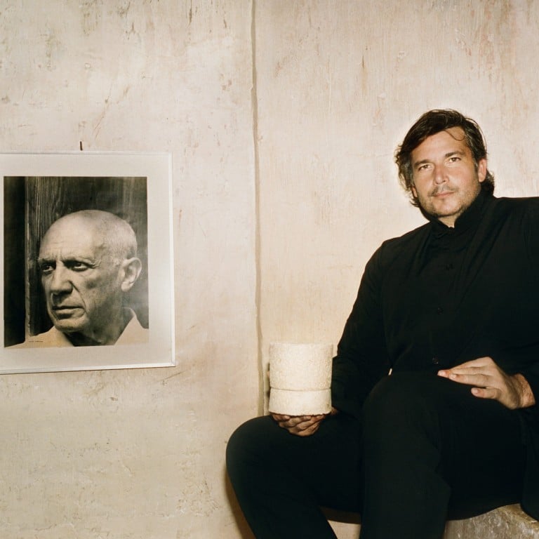 Amen Candles’ Uruguayan founder Rodrigo Garcia Alvarez. Picasso looks ahead. Photo: Succession Picasso 2022