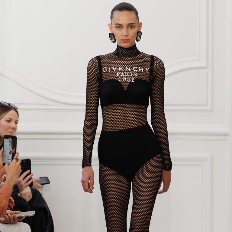 The opening look at Givenchy autumn/winter 2025, designer Sarah Burton’s first collection for the maison. Photo: Handout