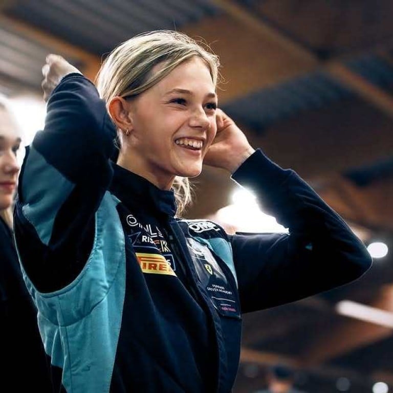 Alba Hurup Larsen prepares to race. Photo: @alba.racing/Instagram