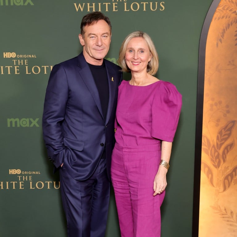 Jason Isaacs and Emma Hewitt at the LA premiere of HBO’s The White Lotus season three together on February 10. Photo: Getty Images