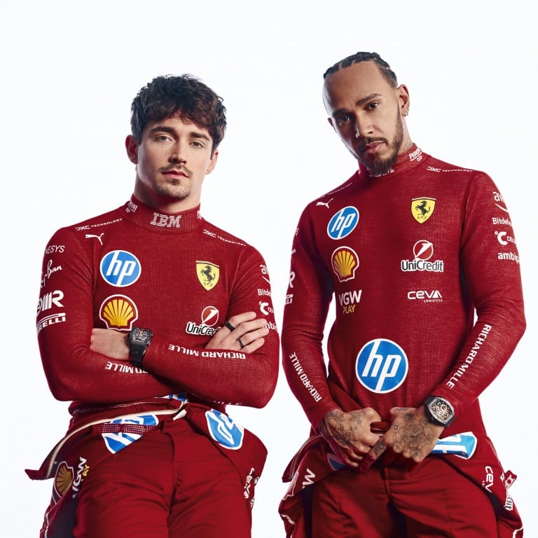 Ferrari drivers Charles Leclerc and Lewis Hamilton wearing the new Richard Mille RM 43-01. Photo: Handout