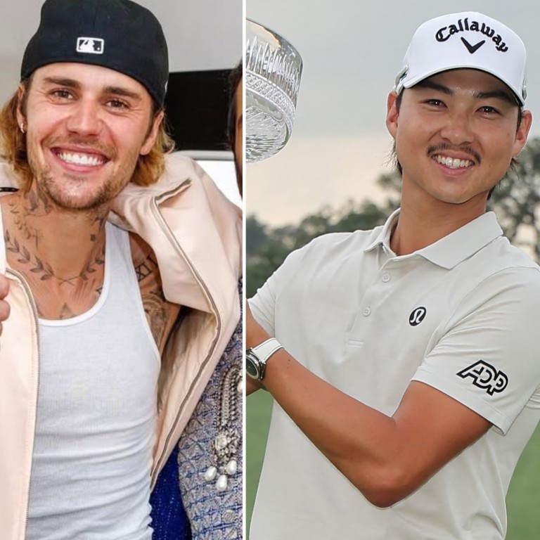 Justin Bieber and pro golfer Min Woo Lee seem to have struck up an unlikely friendship. Photos: @justinbieber/Instagram, AFP