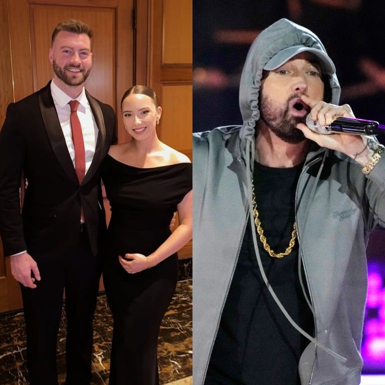 Eminem’s daughter, Hailie Jade Scott, just welcomed her first child with husband Evan McClintock. Photos: @hailiejade/Instagram, Associated Press