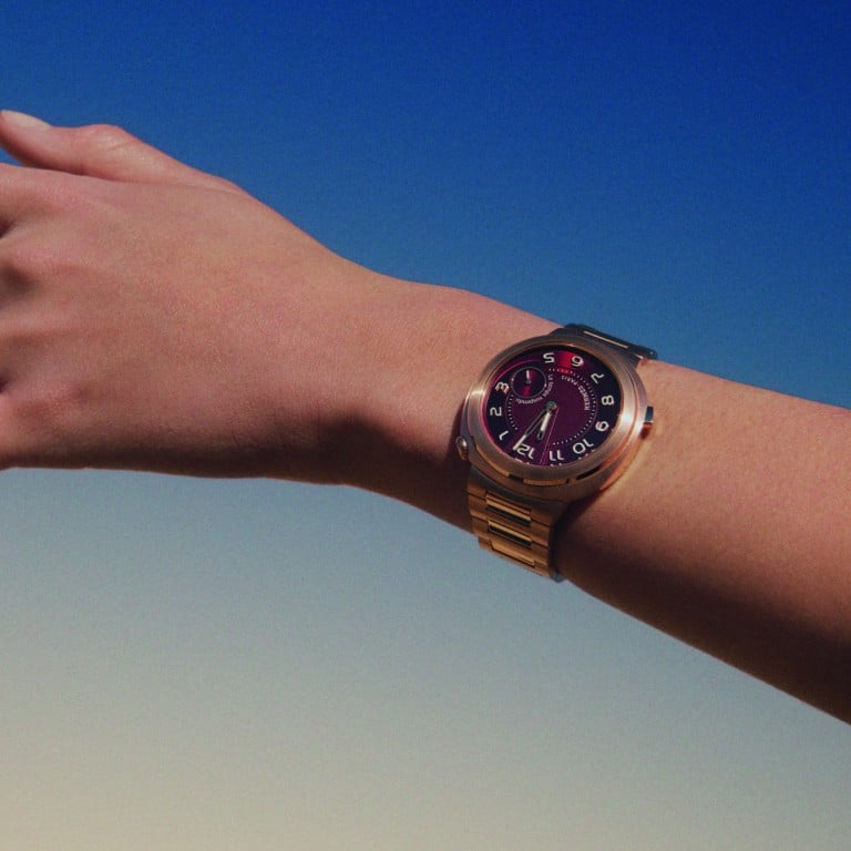 The Hermès Cut Le Temps Suspendu, launched at Watches and Wonders 2025, shows time suspended by fixing the sub-seconds dial at 12 o’clock. Photo: Handout