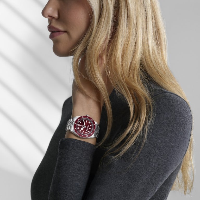 The Tudor Black Bay 58 in bold burgundy exemplifies a trend among watchmakers this year for introducing vibrant new colours and bold designs. Photo: Handout