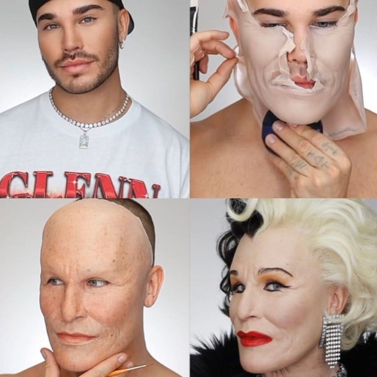 Alexis Stone transforming into Cruella de Vil from Disney’s Cruella. Photo: @thealexisstone/Instagram