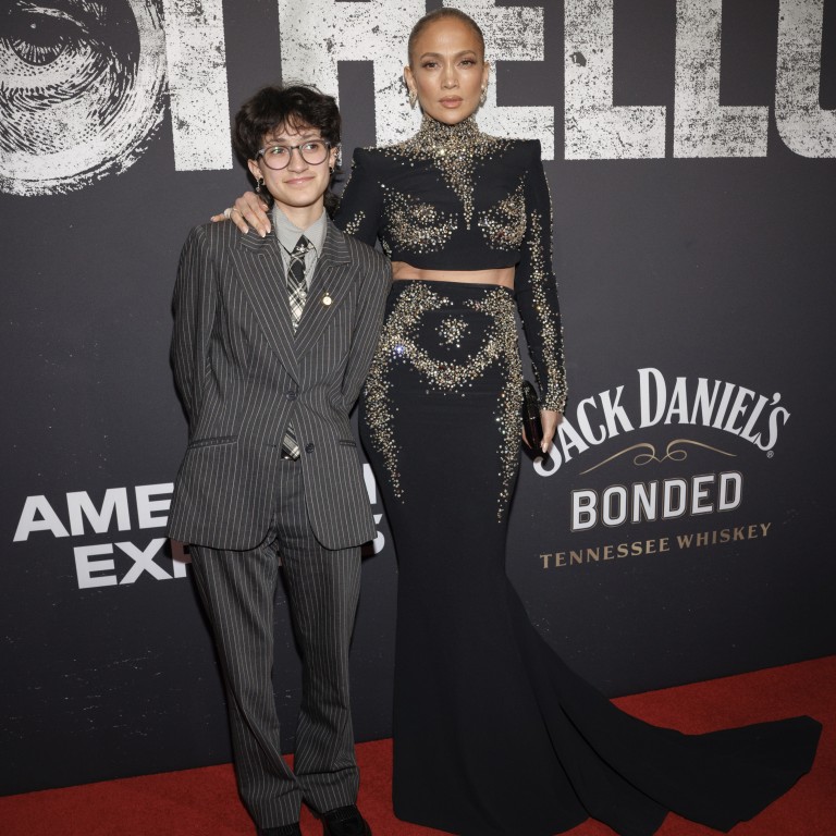 Emme Muñiz (left) and Jennifer Lopez attend a Broadway premiere in New York in March. Photo: AP Photo