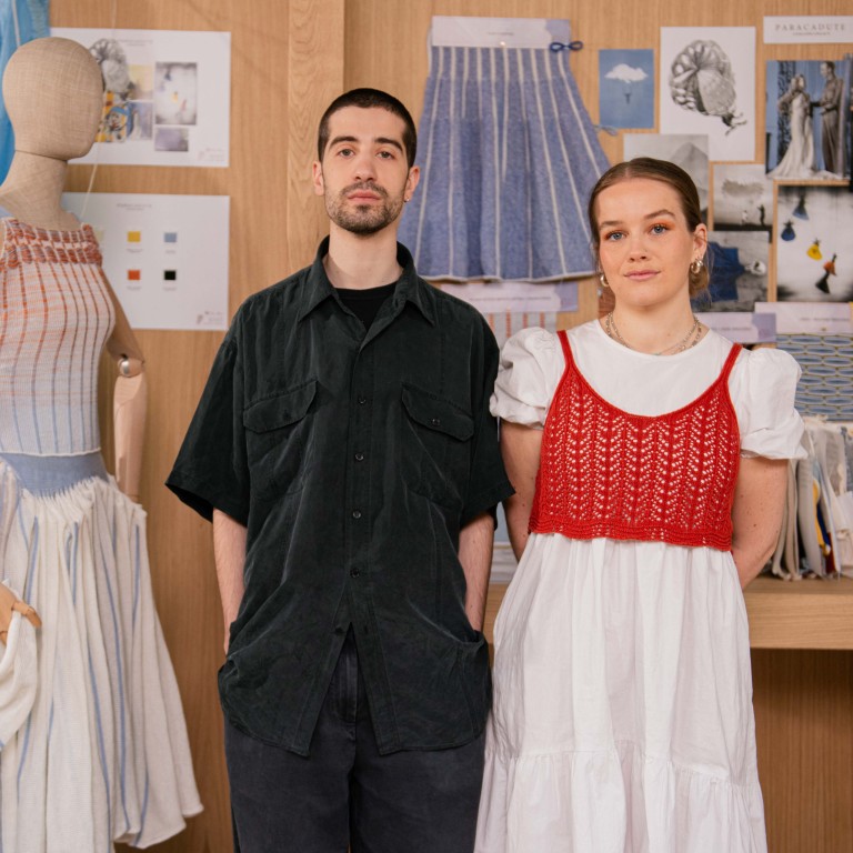 Simone Rizzato from Italy and Morgan Rachel Boyce from Ireland – two students at Italy’s Accademia Costume & Moda – are the winners of the ninth edition of the Loro Piana Knit Design Award. Photo: Handout