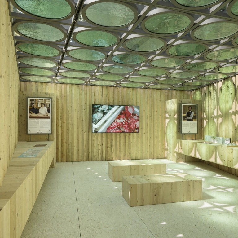 Architectural virtuoso Mariam Issoufou designed the Rolex pavilion, whose interior features a translucent ceiling made of Murano glass and dazzling terrazzo flooring. Photo: Handout