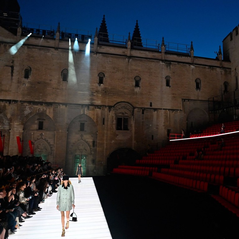 Held at the Palais des Papes in France, Nicolas Ghesquière’s Louis Vuitton cruise 2026 show treated front-row guests Emma Stone and Cate Blanchett to visions of “female knights” and a courtly theme. Photo: AFP