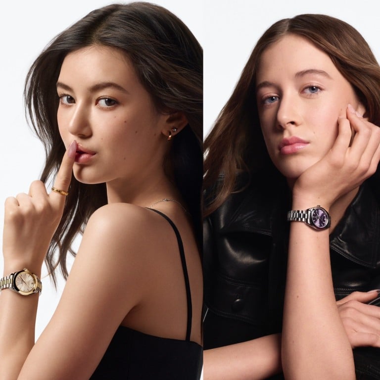 Danielle of NewJeans and model Sunday Rose in a campaign for the Aqua Terra 30mm from Omega. Photos: Handout