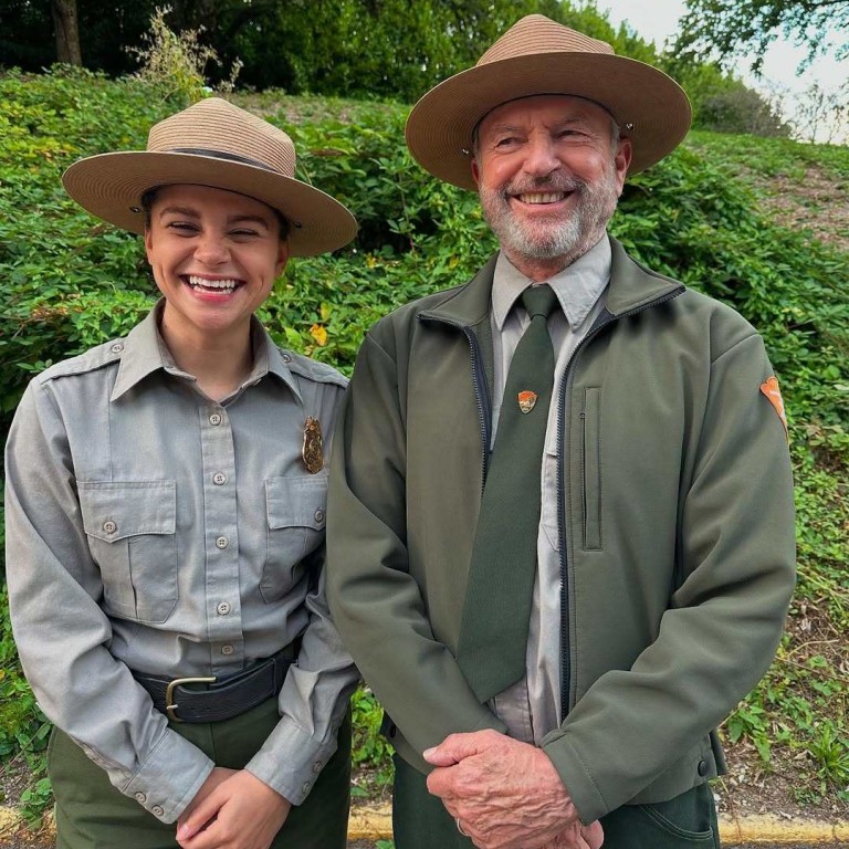 Lily Santiago with Sam Neill, her co-star in the Netflix drama murder mystery series Untamed. Photo: @lily_santiago/Instagram