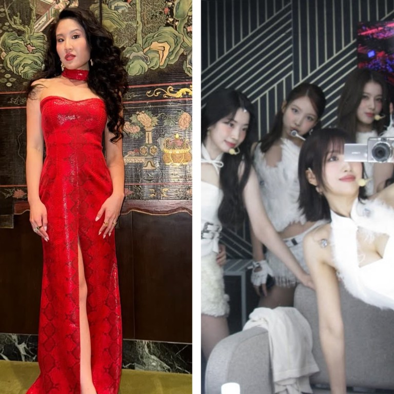 Chinese-American designer Kim Shui designed nine bespoke looks for K-pop group Twice for the current world tour. Photos: @kimshuistudio, @momo/Instagram