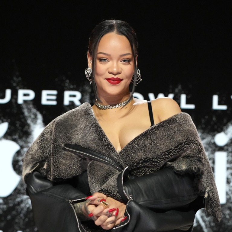 Rihanna poses at the Super Bowl LVII half-time show press conference in 2023; she later wore a Brilliant Skeleton Northern Lights watch from Jacob & Co. Photo: Getty Images