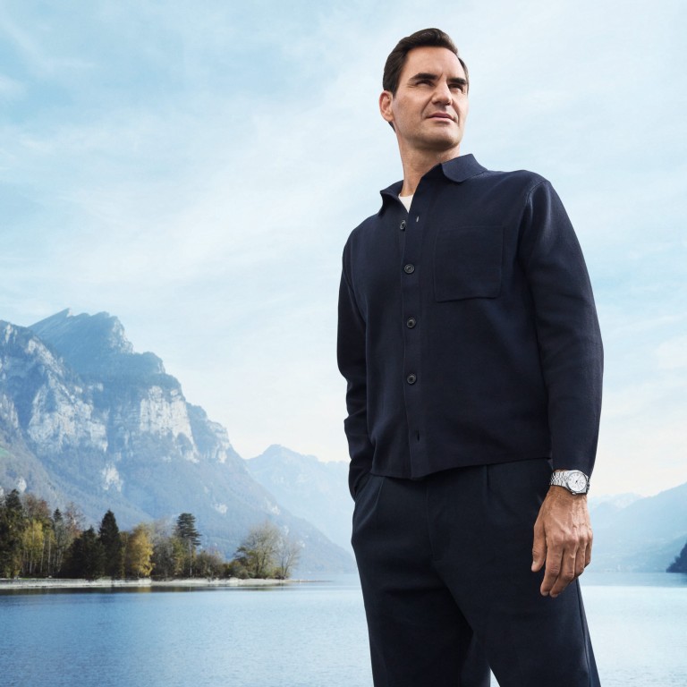 Roger Federer wears a white Rolesor version of a Rolex Land-Dweller 40, just one watch design inspired by the hexagons of a honeycomb. Photo: Handout