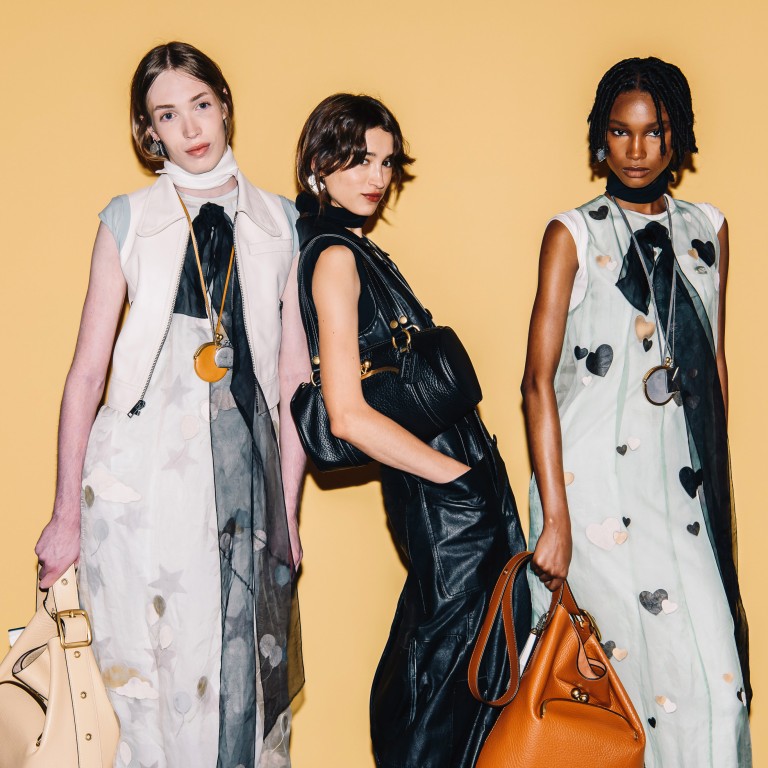 Star and heart prints, and lots of leather, at Coach spring/summer 2026. Photo: WWD via Getty Images