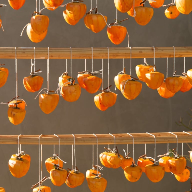To make delicious Hoshigaki, or air-dried persimmons, the fruits need to be hung up and dried for a week before they are gently massaged until their natural sugars crystallise. Photo: Rick Poon