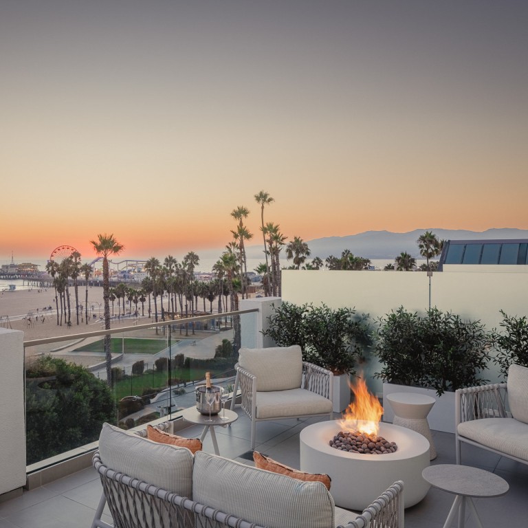 A terrace suite with a firepit at Regent Santa Monica Beach, overlooking the Santa Monica Pier. Photo: Tanveer Badal