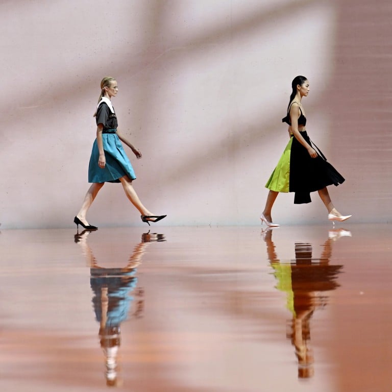 A-line silhouettes dominated the Prada spring/summer 2026 show in Milan. Photo: EPA