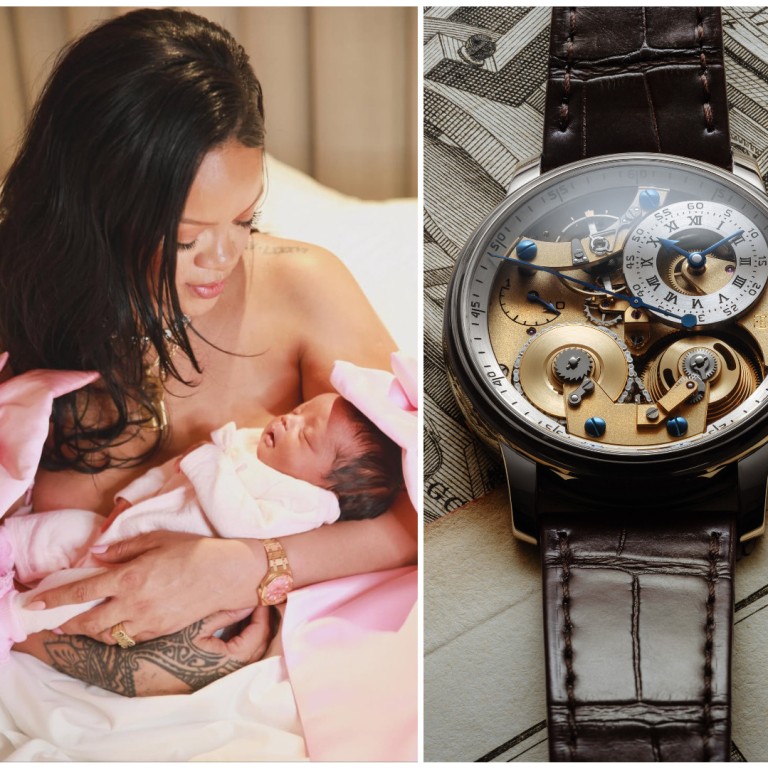September 2025’s biggest timepiece moments included (from left) IWC launching its certified pre-owned programme “IWC. Curated.”, Rihanna announcing the birth of her daughter while sporting an Audemars Piguet Royal Oak, and Ferdinand Berthoud releasing the Naissance d’une Montre 3 at Geneva Watch Days. Photos: Handout, Instagram