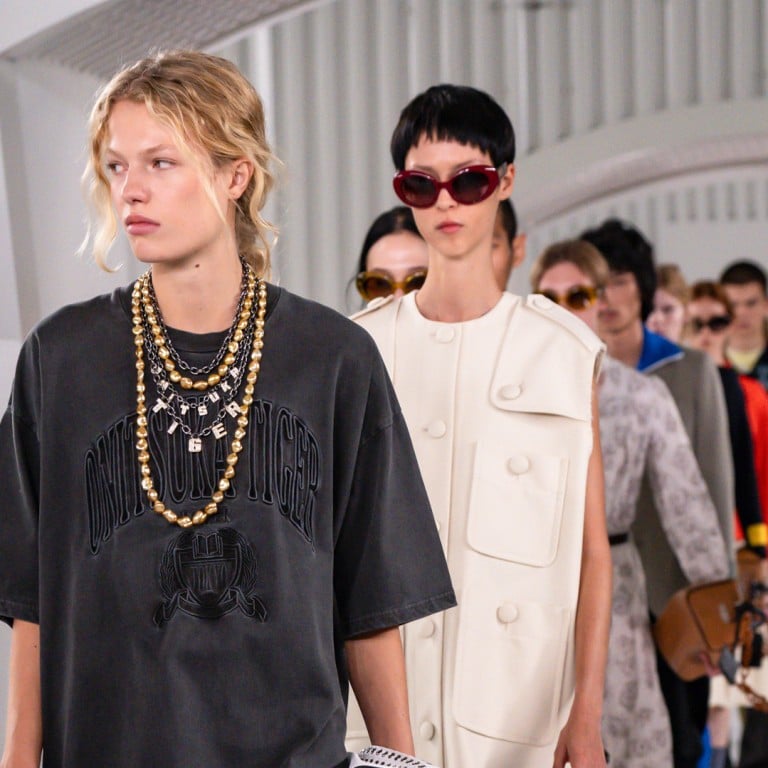 Onitsuka Tiger’s Urban Fantasy collection offers vintage-inspired crinkled shirts and blouses, dresses imagined from bodysuits, voluminous culottes, and knitted tops and shorts. Photo: Handout