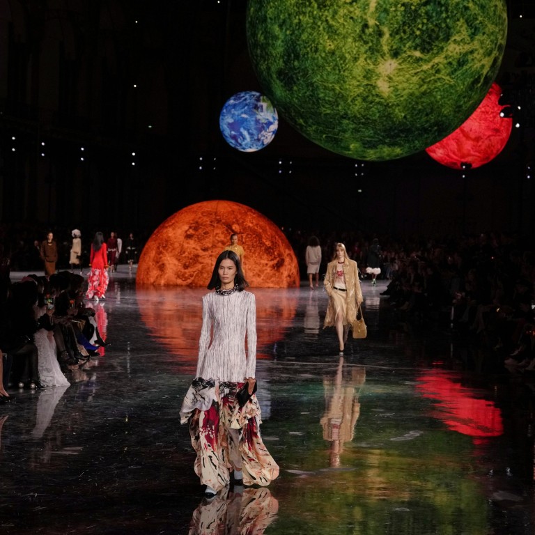 The long-awaited Chanel show by Matthieu Blazy takes to the catwalk at the Grand Palais in Paris amid a constellation of stars and planets. Photo: AP