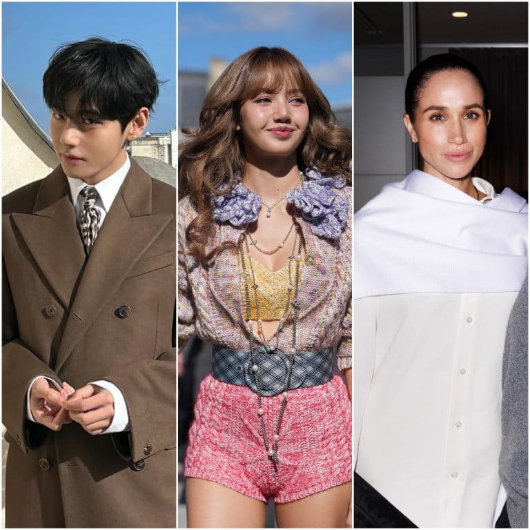 BTS’ V, Blackpink’s Lisa, and Meghan Markle were just three of the many stars who attended Paris Fashion Week. Photos: @thv/Instagram, Getty Images, Handout