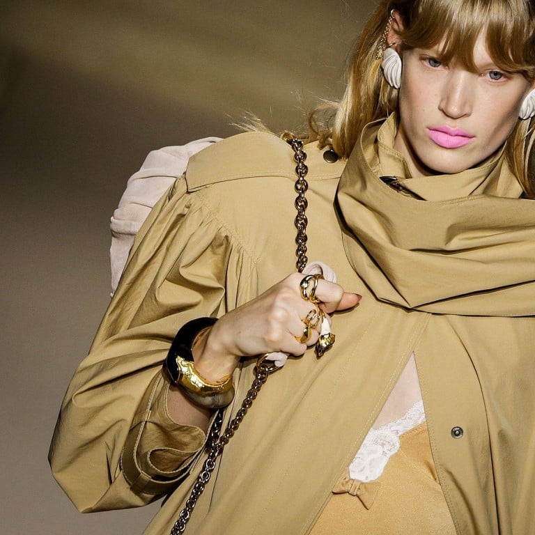 Baby pink lips were a feature of the Chloé women’s ready-to-wear spring/summer 2026 collection at Paris Fashion Week on October 5. Photo: AFP