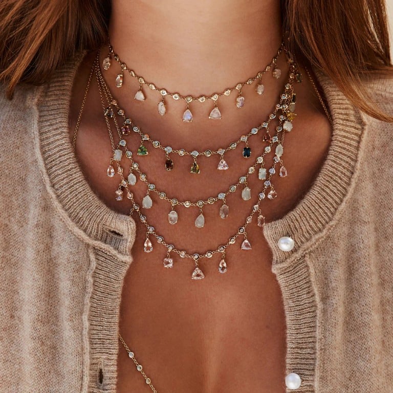 Jacquie Aiche moonstone pendants show the distinctive soft glow of the gemstone. Photo: Handout