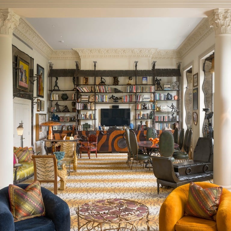 The living area in Pauline Karpidas’ London home incorporates several flashes of animal print. Photo: Handout
