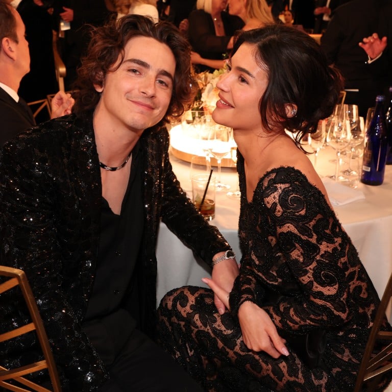 Timothée Chalamet, pictured with Kylie Jenner at the 81st Golden Globe Awards in January 2024, is a fan of the Cartier Crash. Photo: Golden Globes 2024 via Getty Images