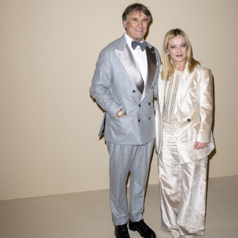 Brunello Cucinelli and Italian Prime Minister Giorgia Meloni at the Thursday premiere of Brunello, Il Visionario Garbato, in Rome. Photo: WireImage