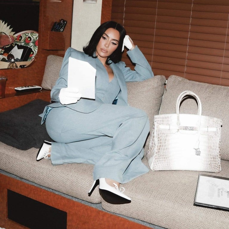 Kim Kardashian on the set of All’s Fair with another Hermès Birkin. Photo: @kimkardashian/Instagram