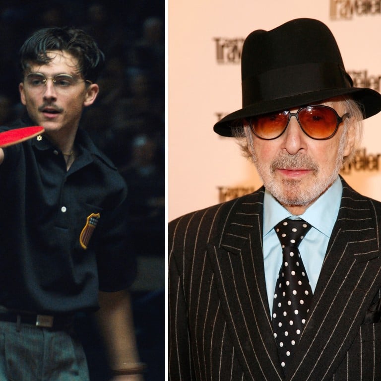 In Marty Supreme, Timothée Chalamet (left) plays Marty Mauser, who is based on real-life table tennis champion and hustler Marty Reisman (right). Photos: AP, Getty Images
