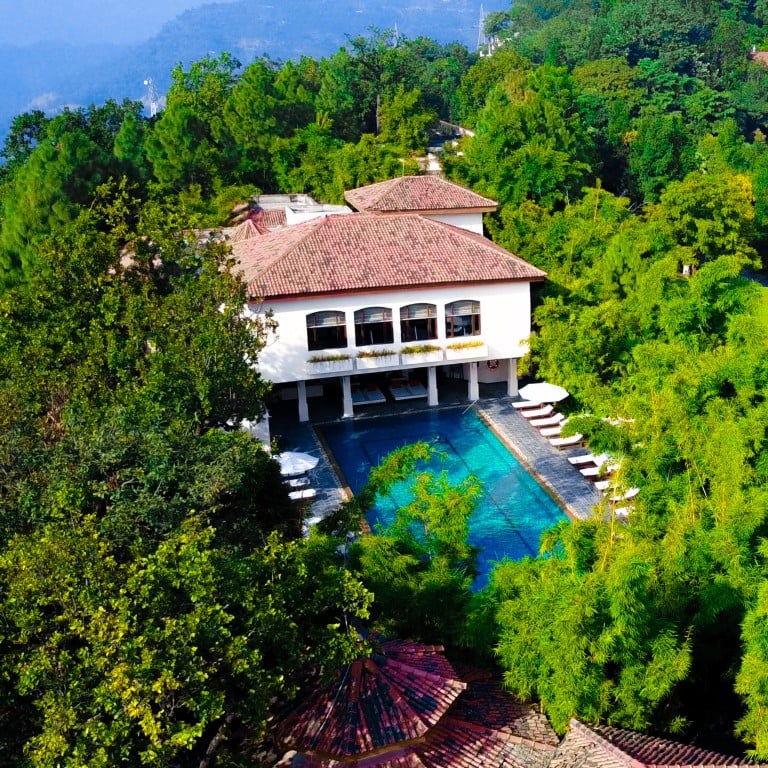 The spa pool at Ananda in the Himalayas, India’s first luxury wellness retreat, established a quarter of a century ago. Photo: Handout