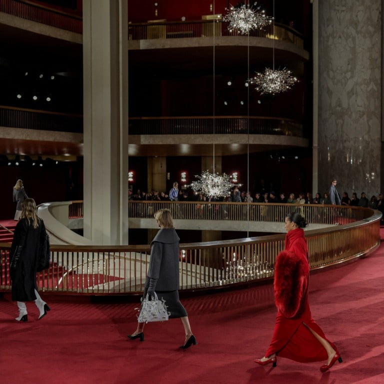 Models present creations from the Michael Kors fall/winter 2026 collection during New York Fashion Week. Photo: Reuters