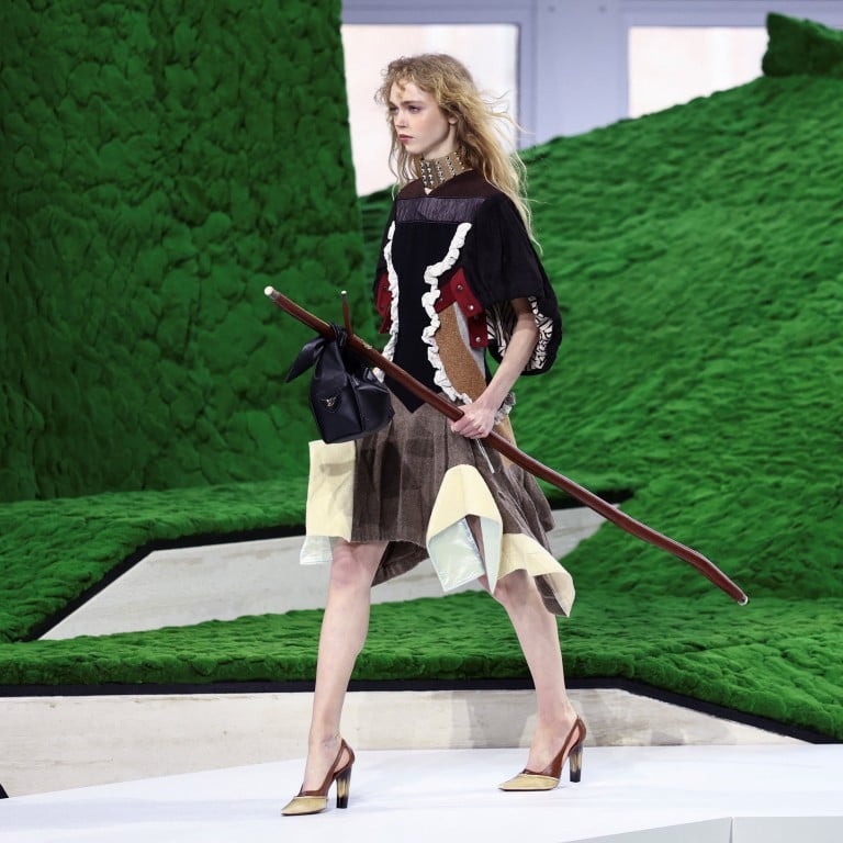 The set of the Louis Vuitton fall/winter 2026 show at Paris Fashion Week 2026 was designed by Jeremy Hindle of Severance fame. Photo: Reuters