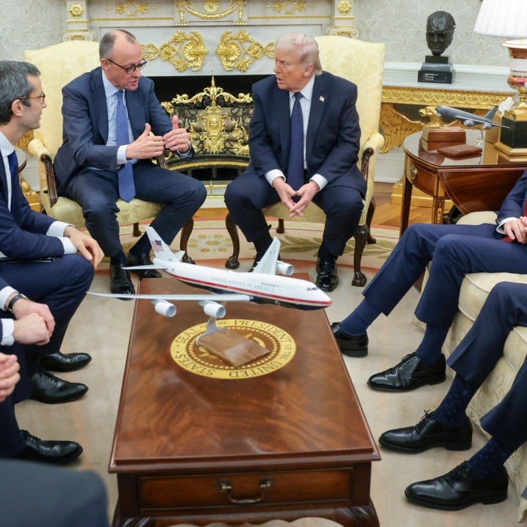 US President Donald Trump (third from left) appears to love Florsheim footwear, although the brand’s owners have sued him over tariff refunds. Photo: Reuters