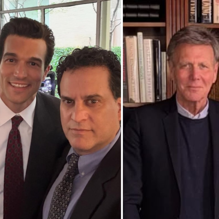 Michael J. Berman (right) is played by Michael Nathanson (right of left), pictured with Paul Anthony Kelly, who stars as John F. Kennedy Jr in Love Story. Photos: @michael_nathanson, @victoriahaganinteriors/Instagram