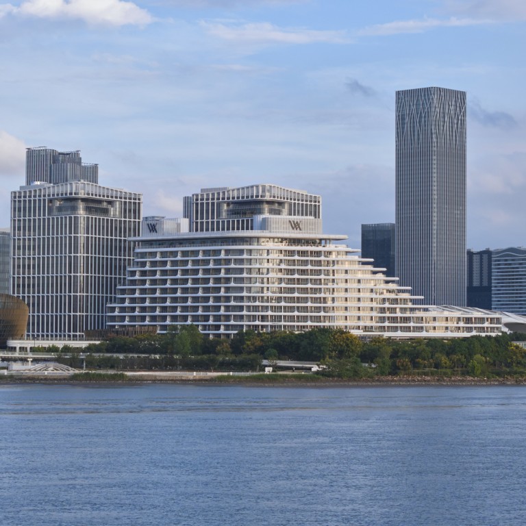 The Waldorf Astoria Shanghai Qiantan looks like a cruise ship when seen from across the Huangpu River. Photo: Handout