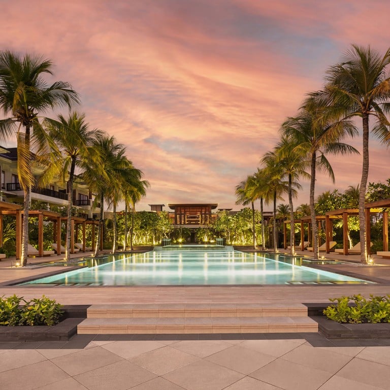 The main pool at sunset at Regent Bali Canggu, which opened late last year. Photo: Handout