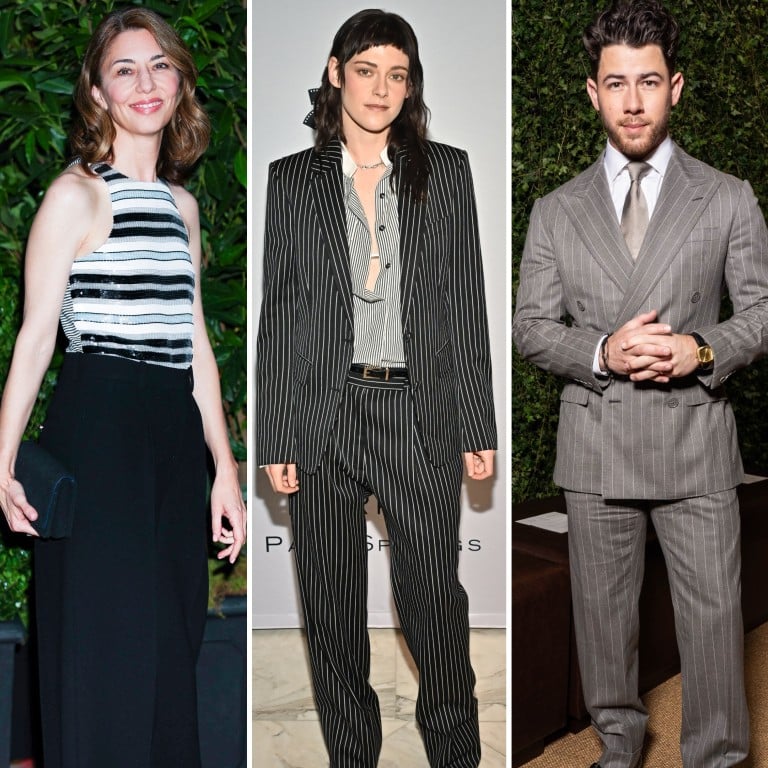 All about stripes! How Sofia Coppola, Kristen Stewart, Nick Jonas and Jeff Goldblum rock the look. Photos: GC Images; Variety via Getty Images; WWD via Getty Images; Getty Images