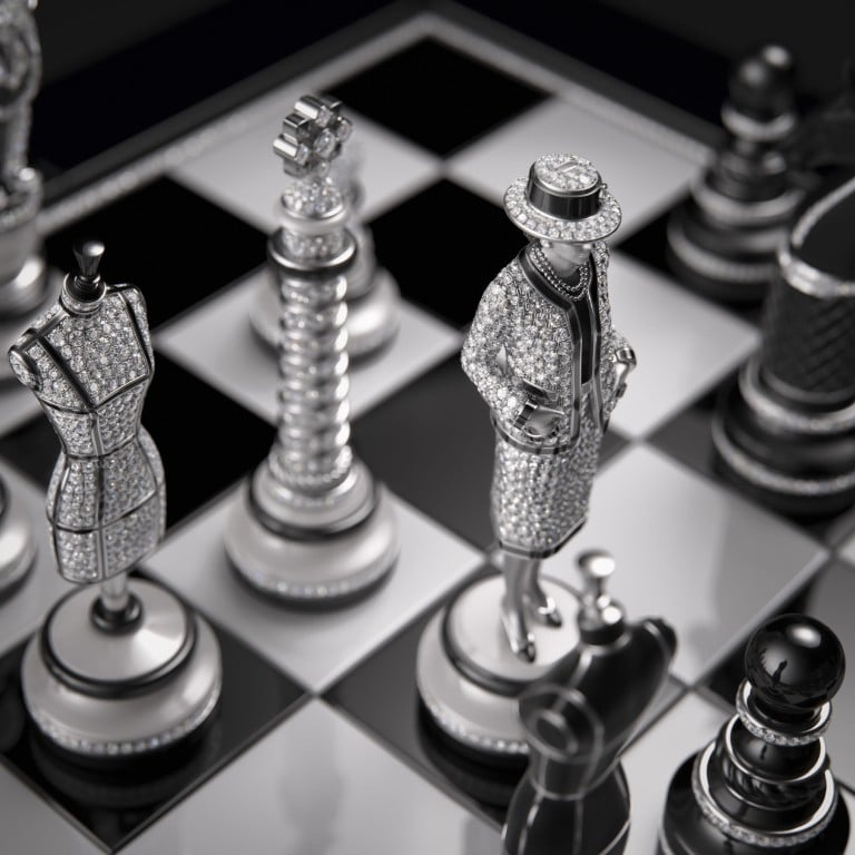 The Chessboard from the Chanel Coco Game collection even includes Coco herself as both queens, covered head to toe in diamonds, of course. Photo: Handout