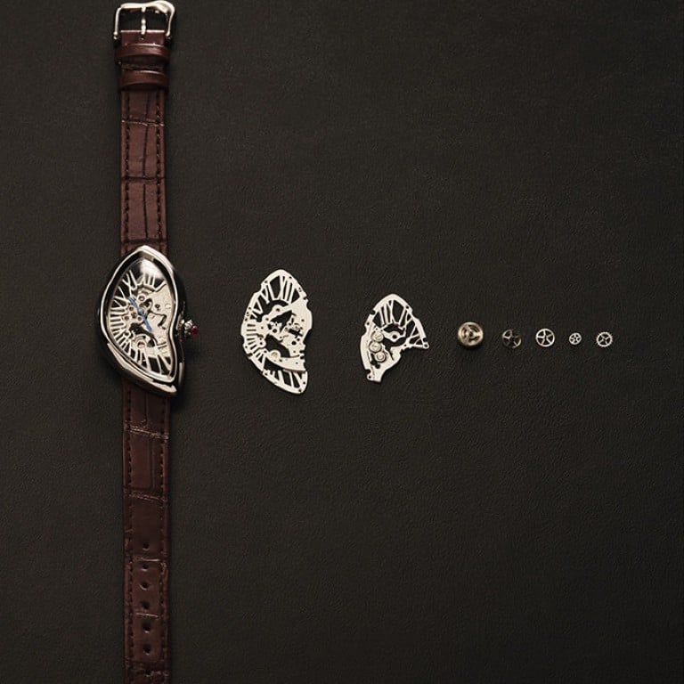 Anatomy of a Crash: a view of the components that go into the new Cartier Privé Crash in platinum. Photo: Handout